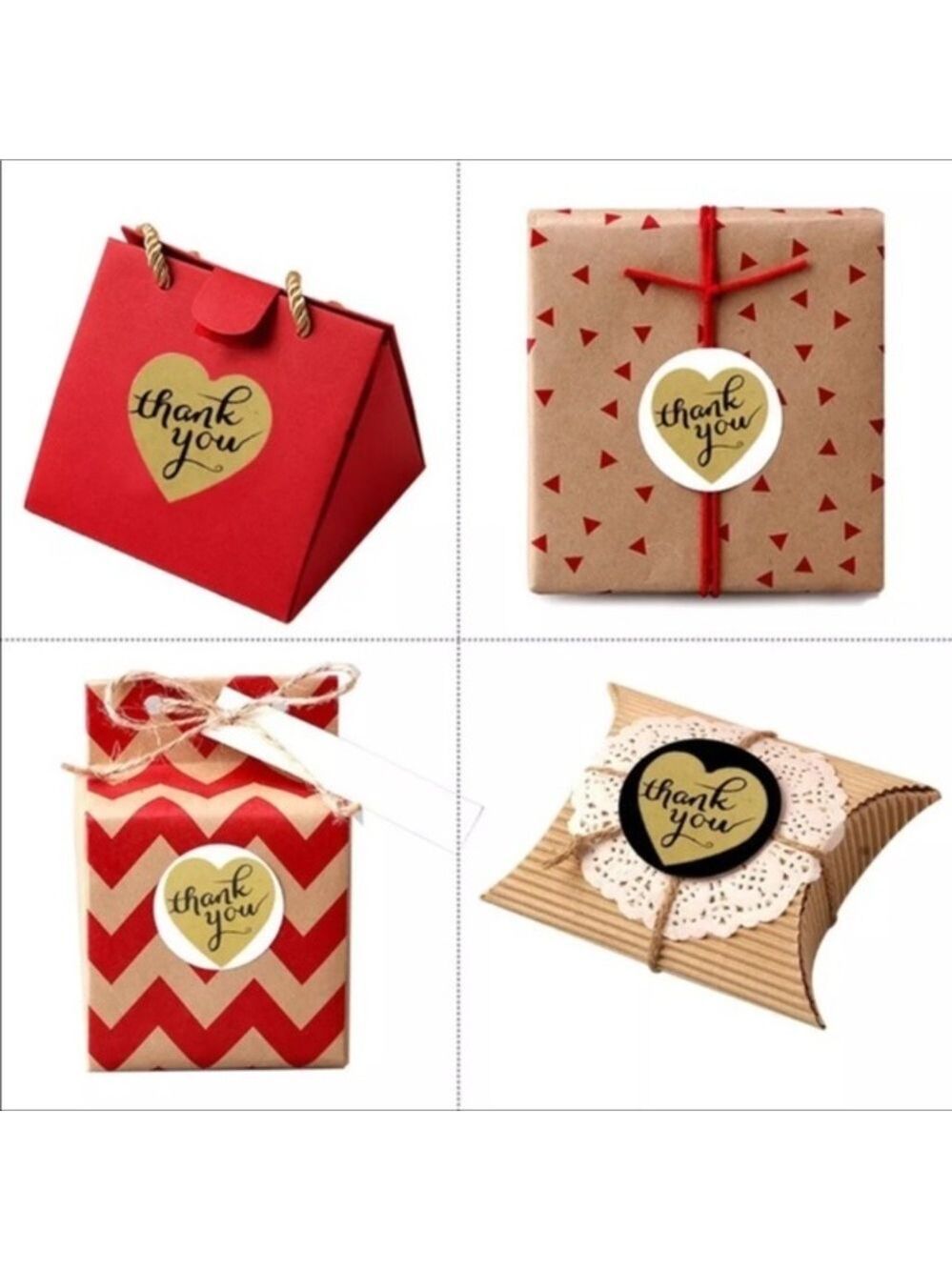 Brand New "Thank you" 😊 Heart-Shaped ❤️ Self-Adhesive Kraft‎ Stickers